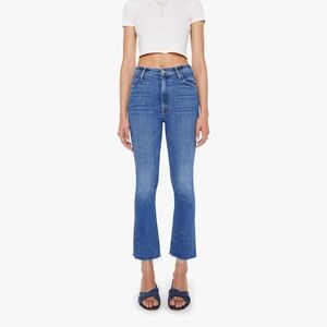 MOTHER Mid-Rise Blue Flared Crop Jeans